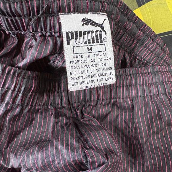 Vintage Puma Windbreaker Pants Womens M Purple Pinstripe Ankle Zip 80s Soccer - Picture 6 of 8